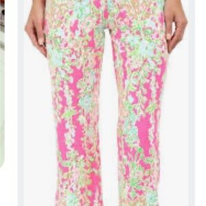 Lilly Pulitzer Pink and Green Wide Leg Pants Georgia May